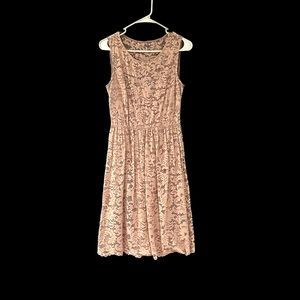 Lacy, flowy, mauve, sleeveless dress